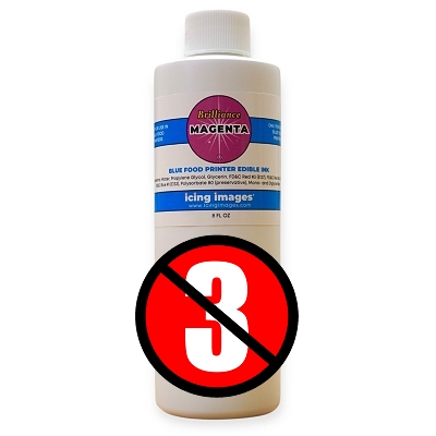 Icing Images Brilliance Magenta Red 3 Free Edible Ink Refill Bottle 8 oz