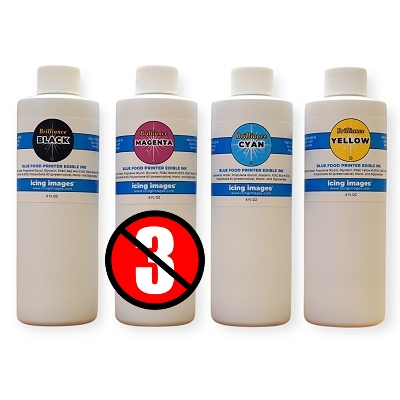 Icing Images Brilliance 8 oz Edible Ink Refill Bottles Set Red 3 Free