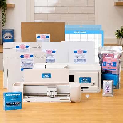 Icing Images Platinum Wide Format Edible Paper Print & Cut Package with Cricut Explore 5 Food-Safe Bundle