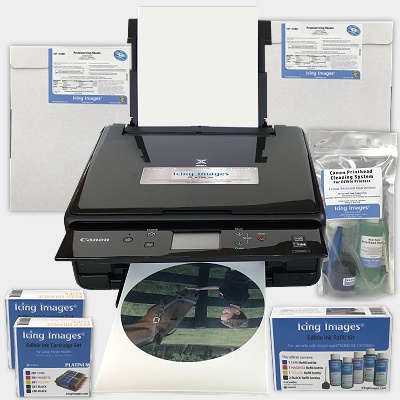 ICINGINKS® Edible Printer Exclusive Package including Canon PIXMA TS6320  Comes with 2 Types of 110 Assorted Icinginks Edible Sheets (100 Wafer  Papers